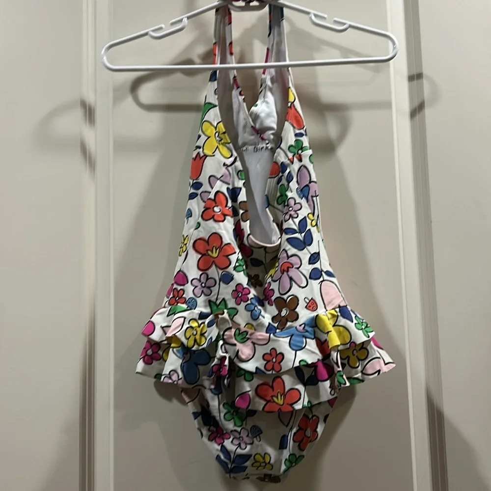Hanna Anderrson Floral Halter Ruffle One Piece Flower bathing suit size US 12